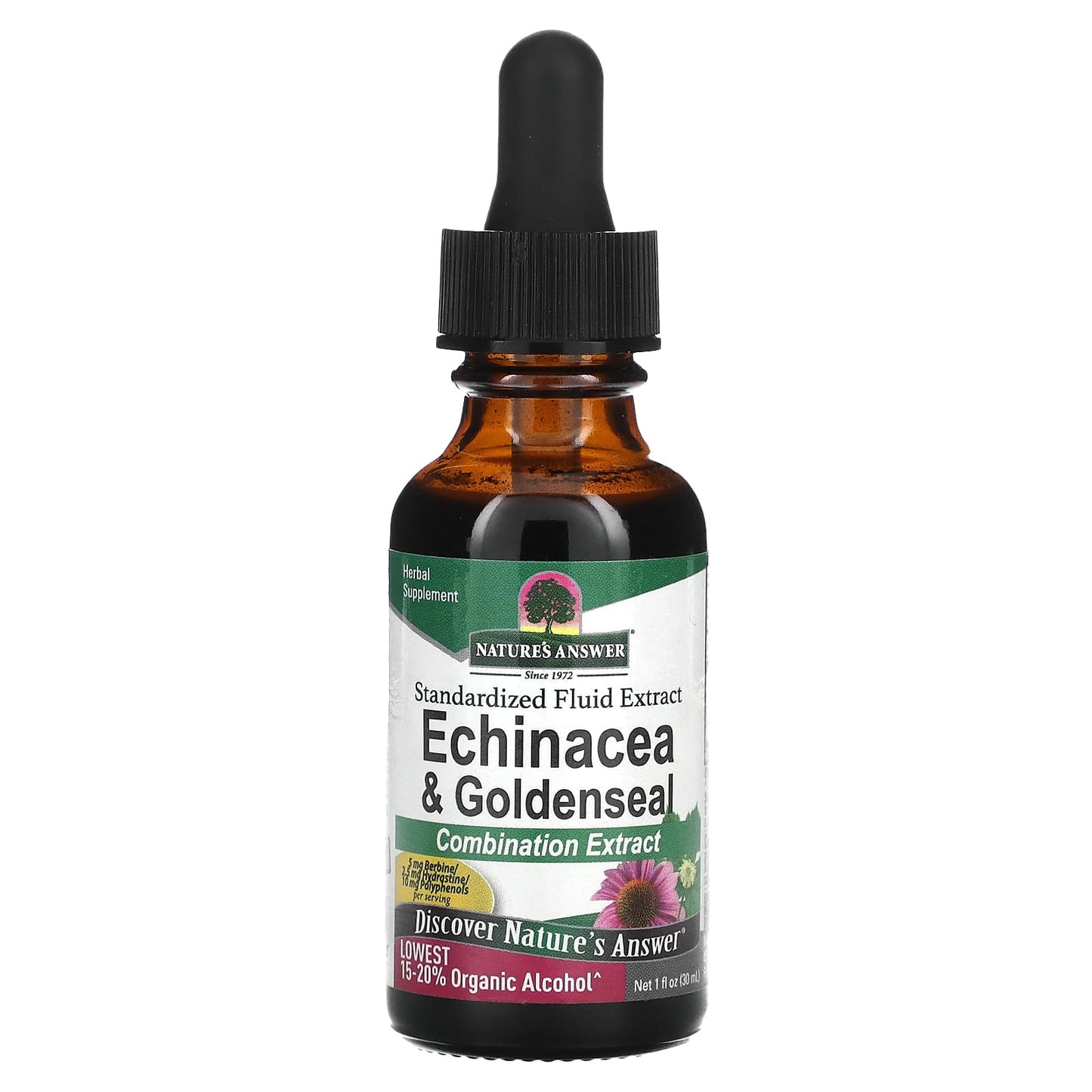 Nature's Answer, Echinacea & Goldenseal, Standardized Fluid Extract, 1 fl oz (30 ml) - Image 1
