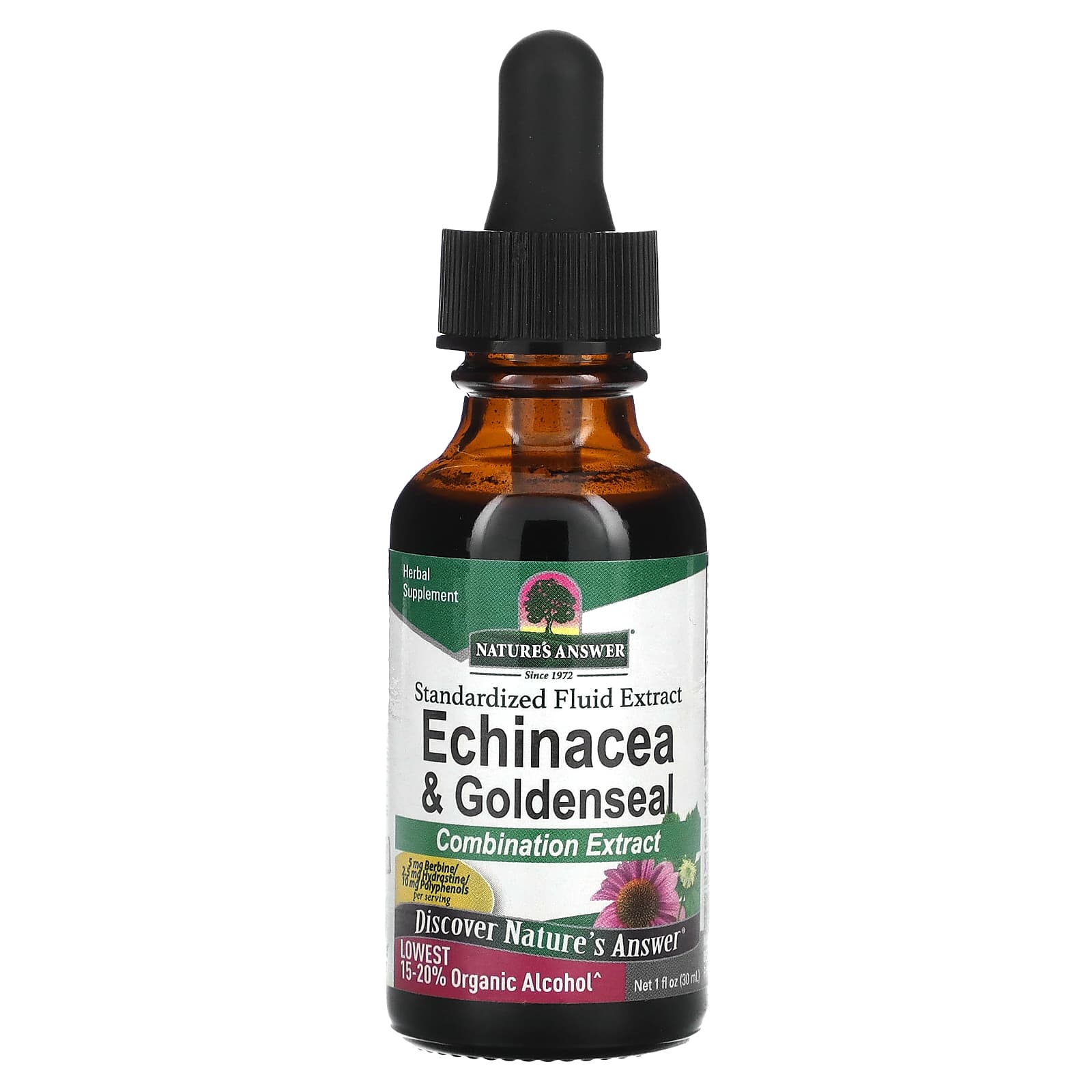 Nature's Answer, Echinacea & Goldenseal, Standardized Fluid Extract, 1 fl oz (30 ml) - Image 1