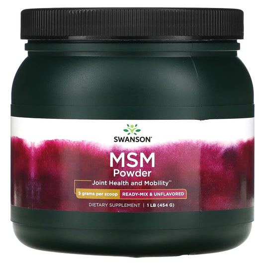 Swanson, MSM Powder, Ready-Mix & Unflavored, 1 lb (454 g) - Image 1