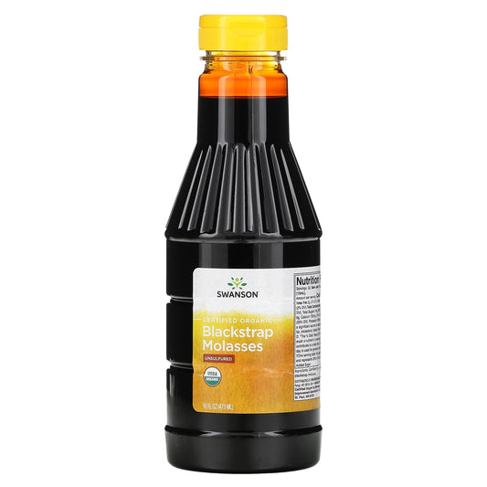 Swanson, Certified Organic Blackstrap Molasses, Unsulfured, 16 fl oz (473 ml) - Image 1