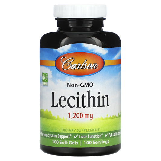 Carlson Non-GMO Lecithin for Nervous System & Liver Support - 100 Soft Gels - Image 1