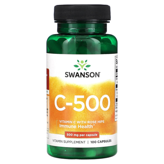 Swanson, C-500, Vitamin C With Rose Hips, 100 Capsules - Image 1