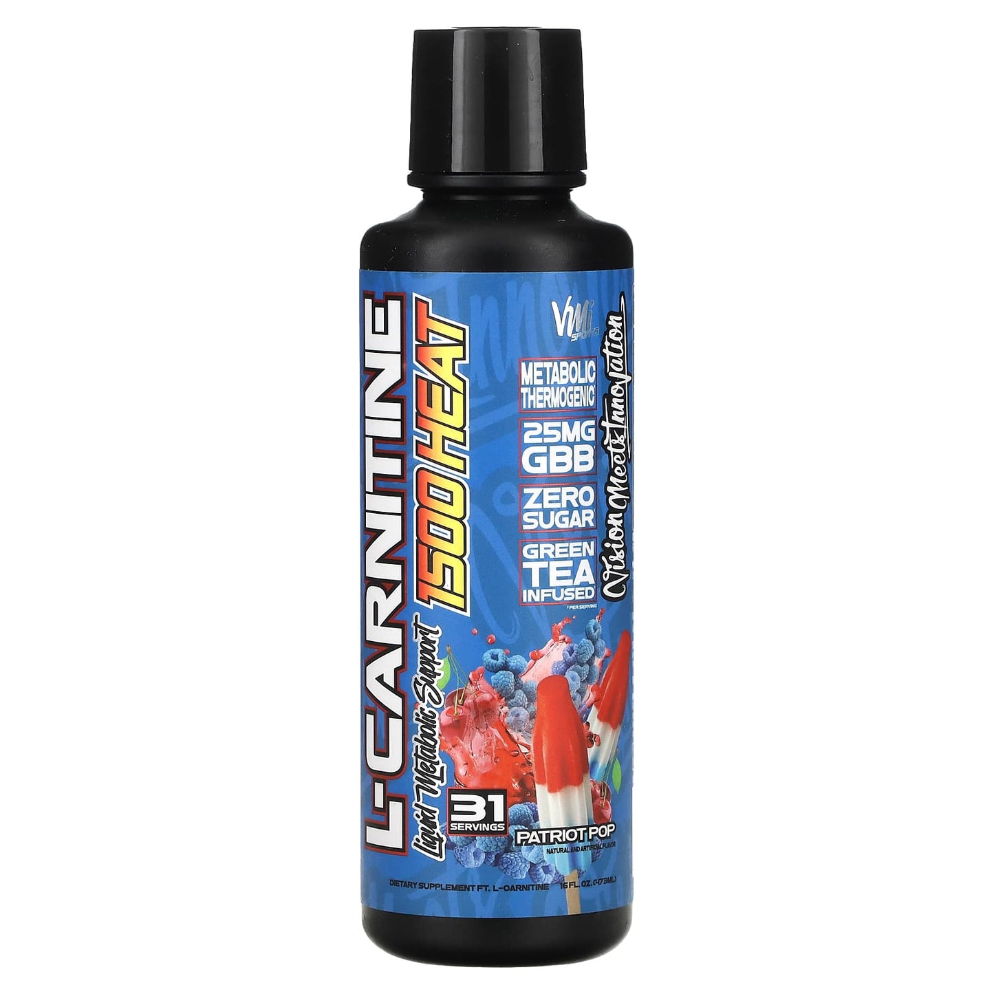 VMI Sports, L-Carnitine 1500 Heat, Patriot Pop, 16 fl oz (473 ml) - Image 1