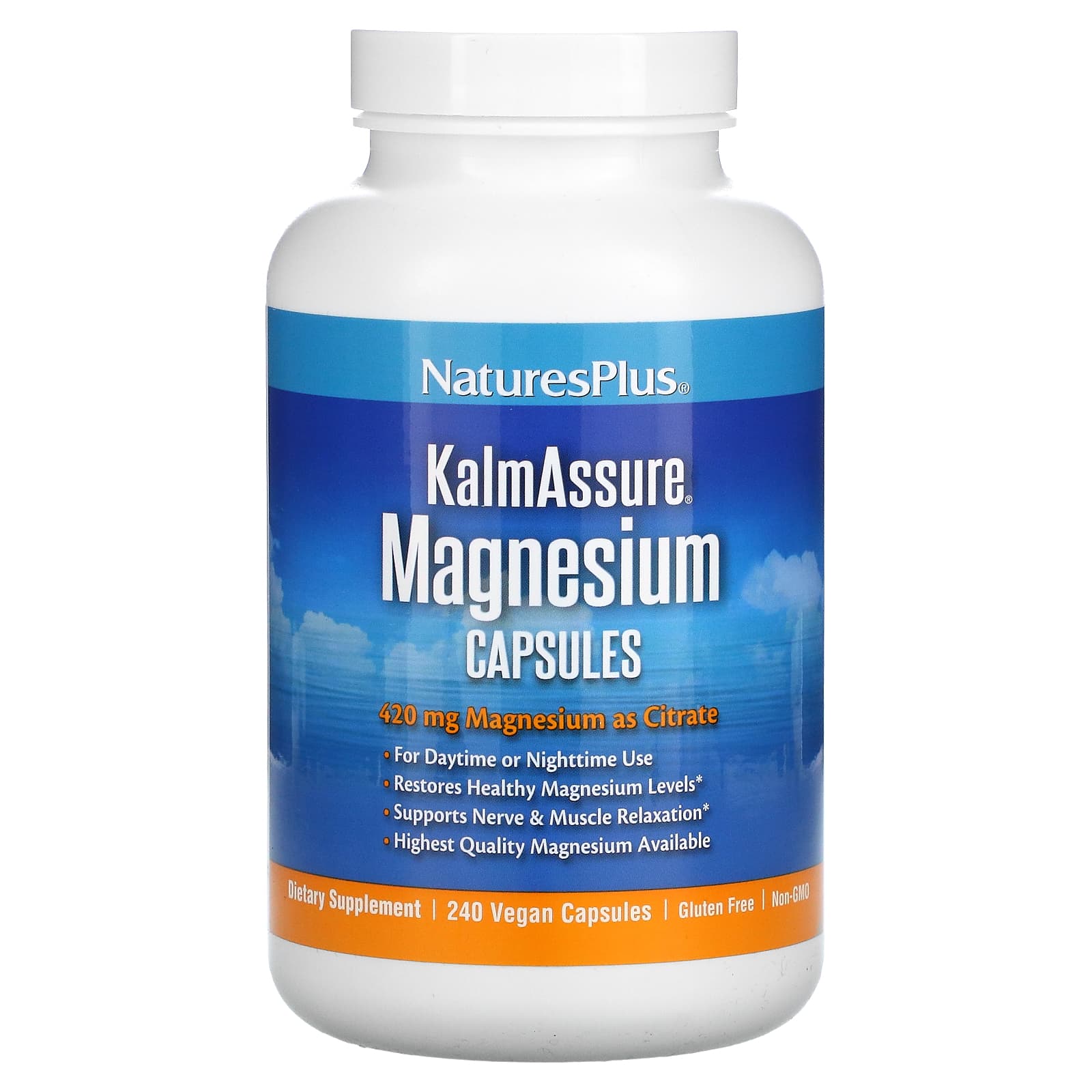 NaturesPlus, KalmAssure, Magnesium, 240 Vegan Capsules (105 mg per Capsule) - Image 1