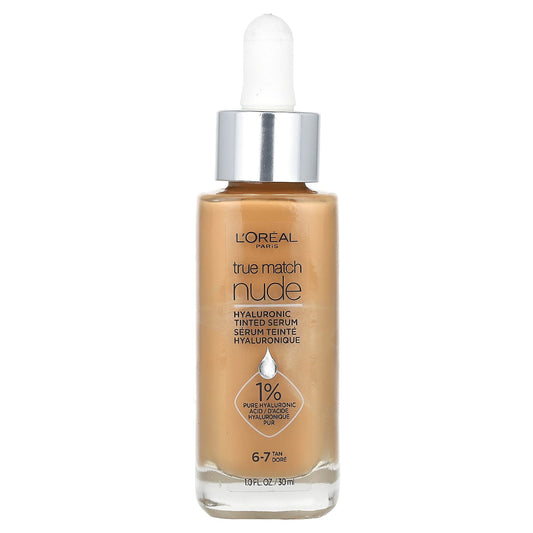 L'Oréal, True Match, Nude, Hyaluronic Tinted Serum, 6-7 Tan, 1 fl oz (30 ml) - Image 1
