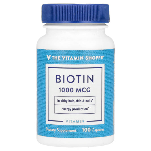The Vitamin Shoppe, Biotin, 1,000 mcg, 100 Capsules - Image 1