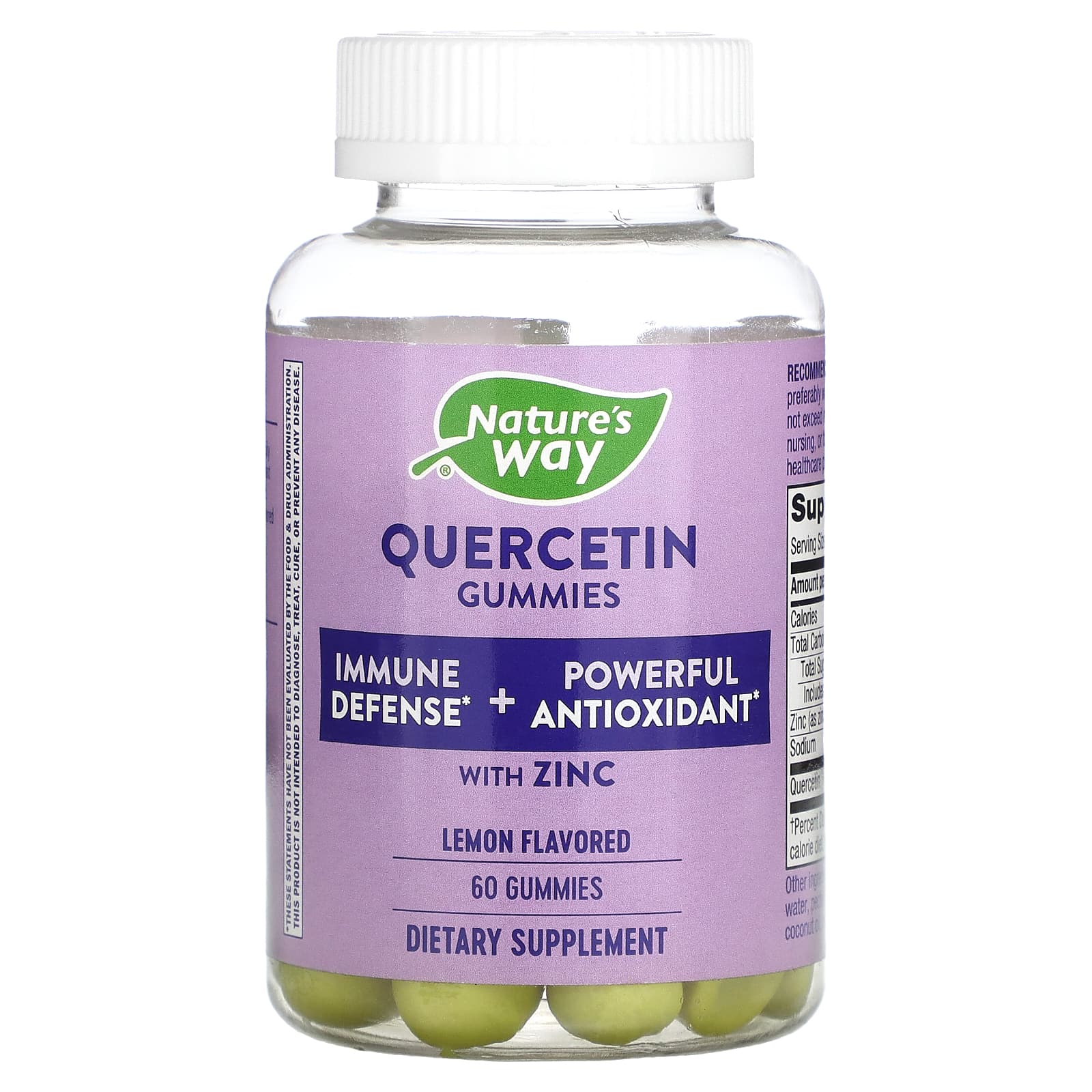 Nature's Way, Quercetin Gummies With Zinc, Lemon, 60 Gummies - Image 1