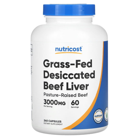 Nutricost, Grass-Fed Desiccated Beef Liver, 240 Capsules (750 mg per Capsule) - Image 1