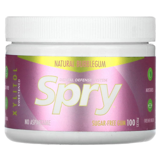 Xlear, Spry, Chewing Gum, Natural Bubblegum, Sugar Free, 100 Pieces - Image 1