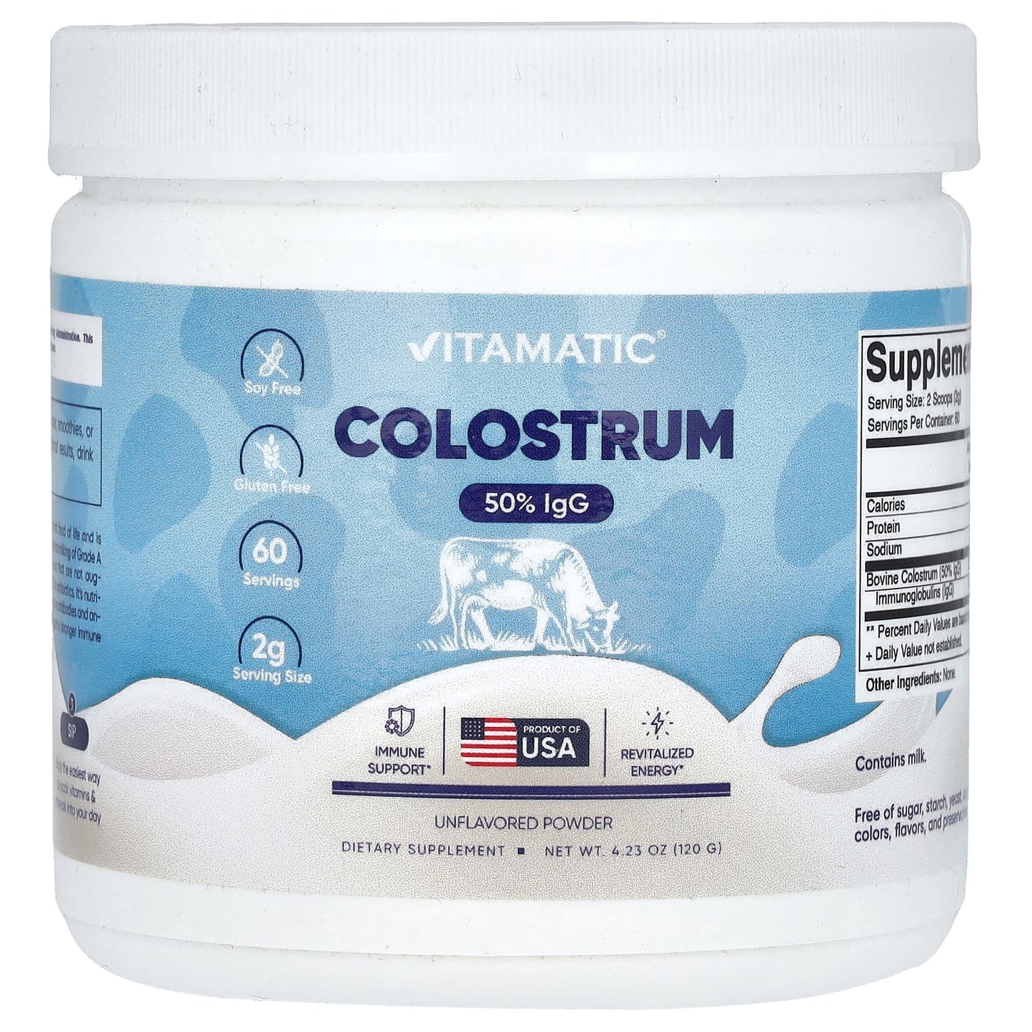 Vitamatic, Colostrum, Unflavored, 4.23 oz (120 g) - Image 1