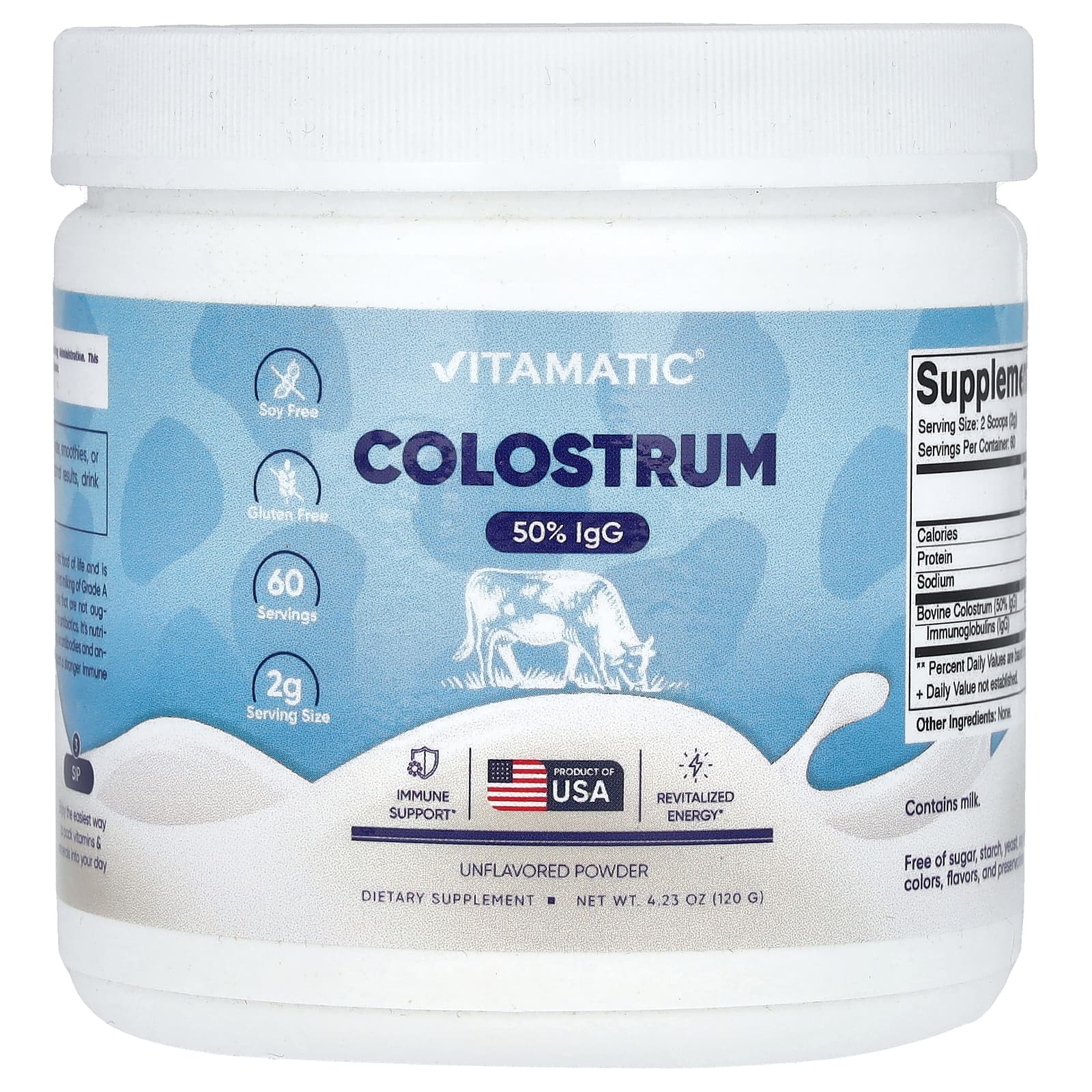 Vitamatic, Colostrum, Unflavored, 4.23 oz (120 g) - Image 1