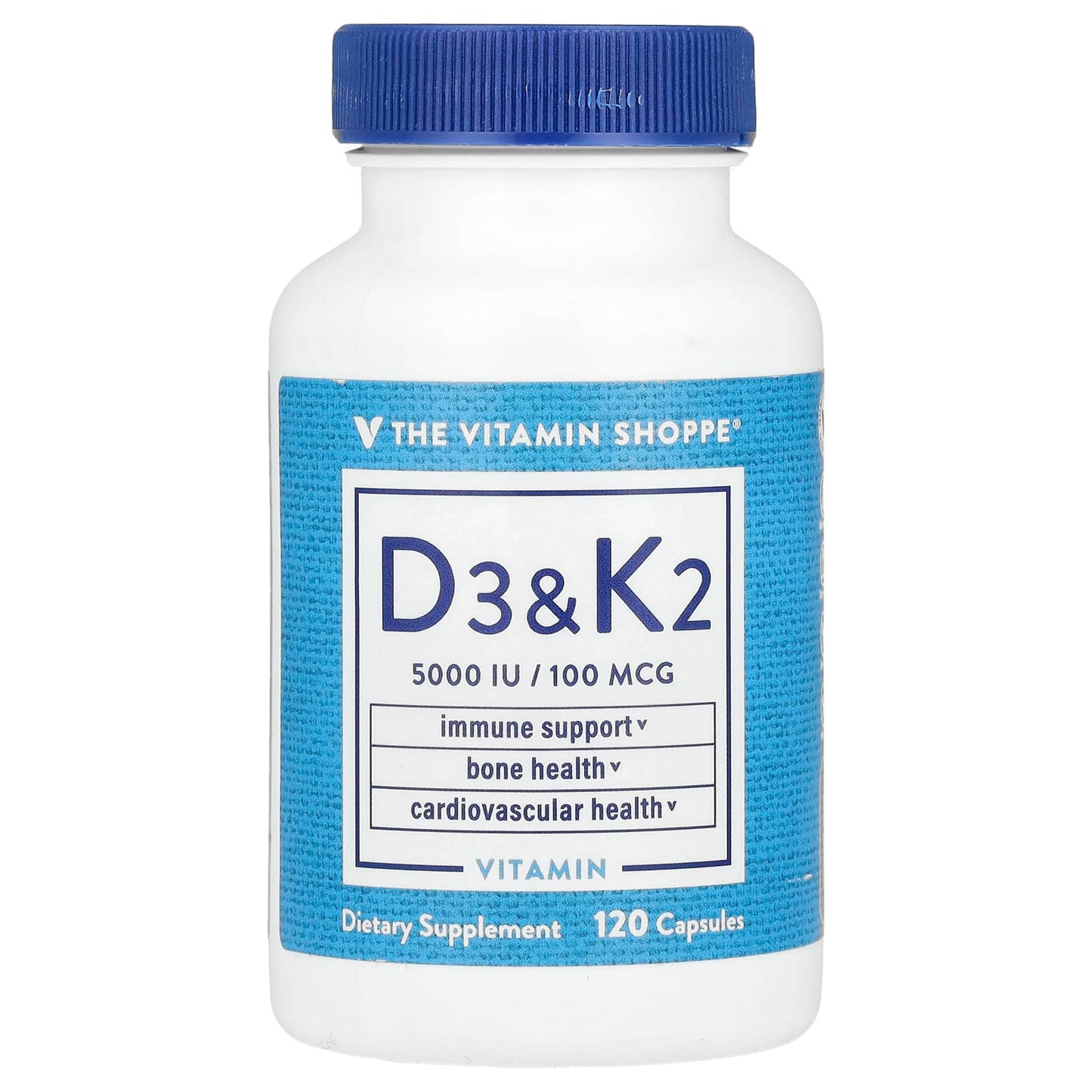 The Vitamin Shoppe, Vitamin D3 & K2, 120 Capsules - Image 1