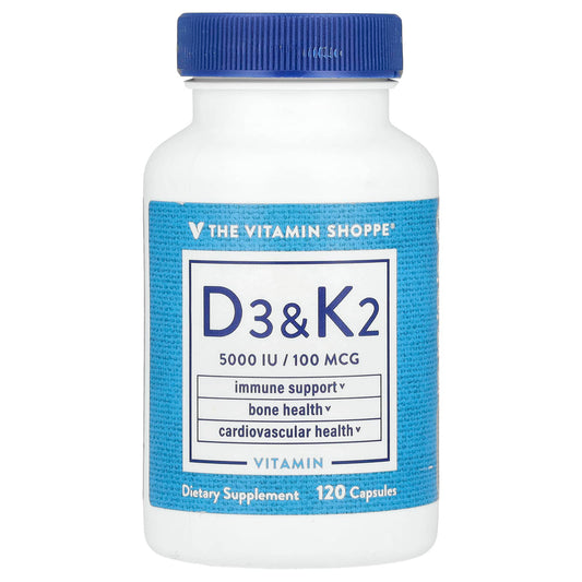The Vitamin Shoppe, Vitamin D3 & K2, 120 Capsules - Image 1