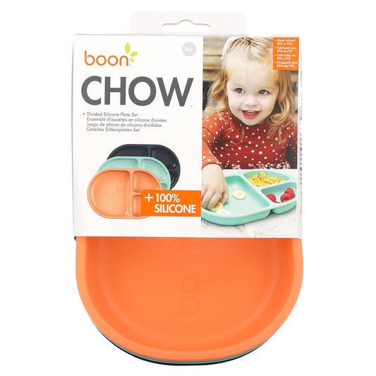 Boon Assorted Silicone Divided Plate Set for Toddlers, 3 Pack - Image 1
