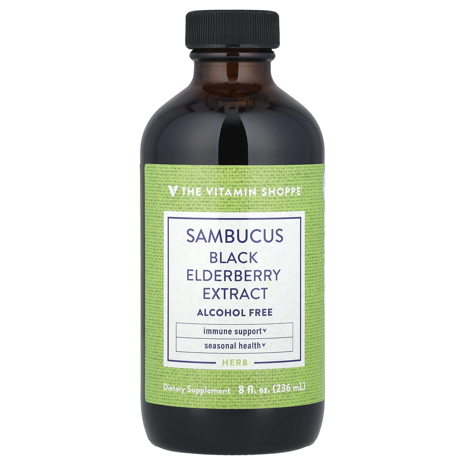 The Vitamin Shoppe, Sambucus Black Elderberry Extract, Alcohol Free, 8 fl oz (236 ml) - Image 1