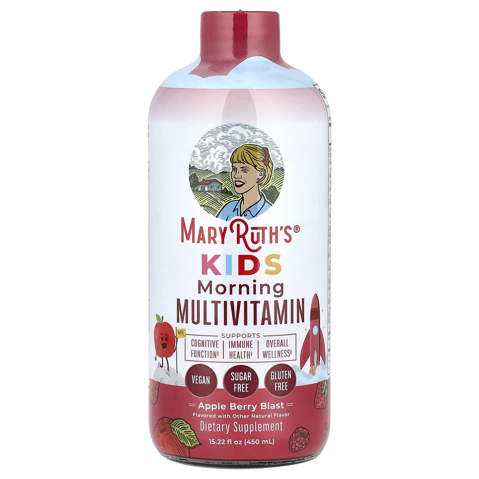 MaryRuth's, Kids Morning Multivitamin, Apple Berry Blast, 15.22 fl oz (450 ml) - Image 1