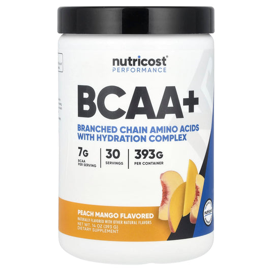 Nutricost, Performance, BCAA+, Peach Mango, 14 oz (393 g) - Image 1