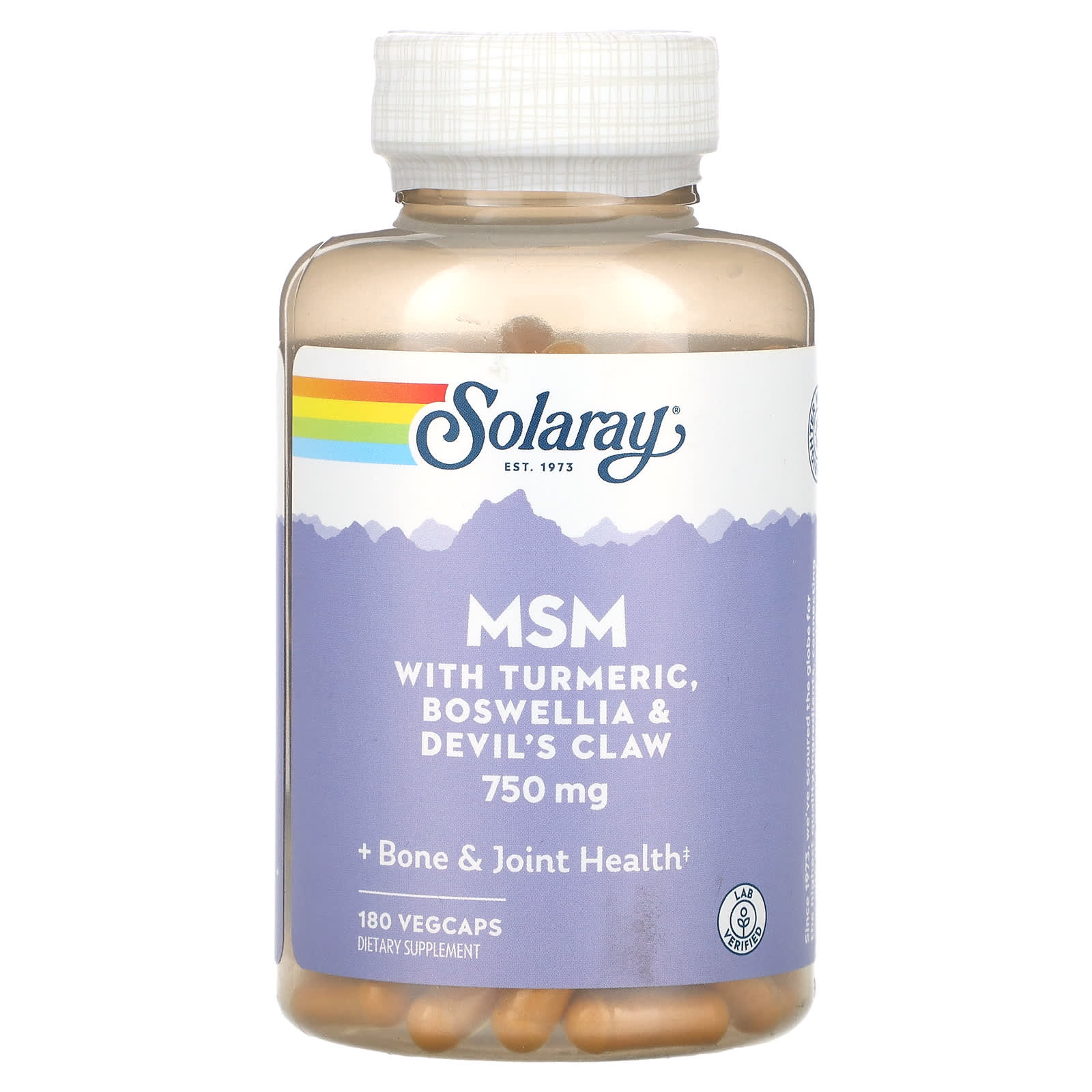 Solaray, MSM with Turmeric, Boswellia & Devil's Claw, 750 mg, 180 VegCaps - Image 1