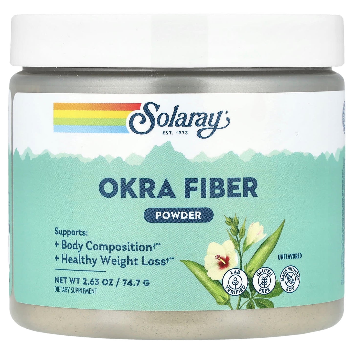 Solaray, Okra Fiber Powder, Unflavored, 2.63 oz (74.7 g)