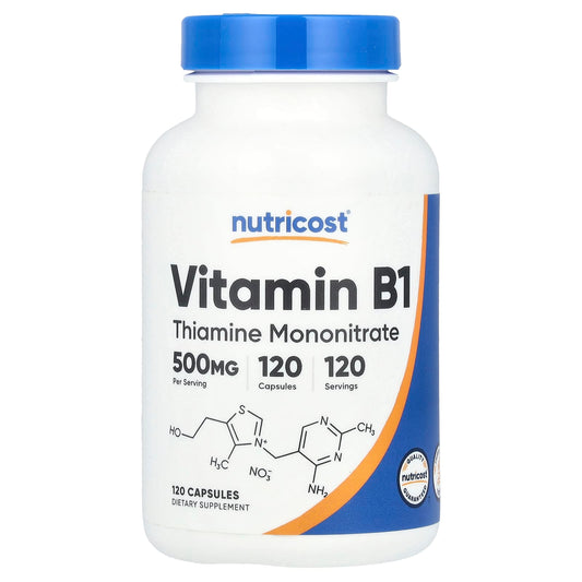 Nutricost, Vitamin B1, 500 mg, 120 Capsules - Image 1