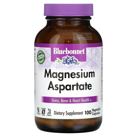 Bluebonnet Magnesium Aspartate Supplement, 100 Capsules, 200 mg each - Image 1