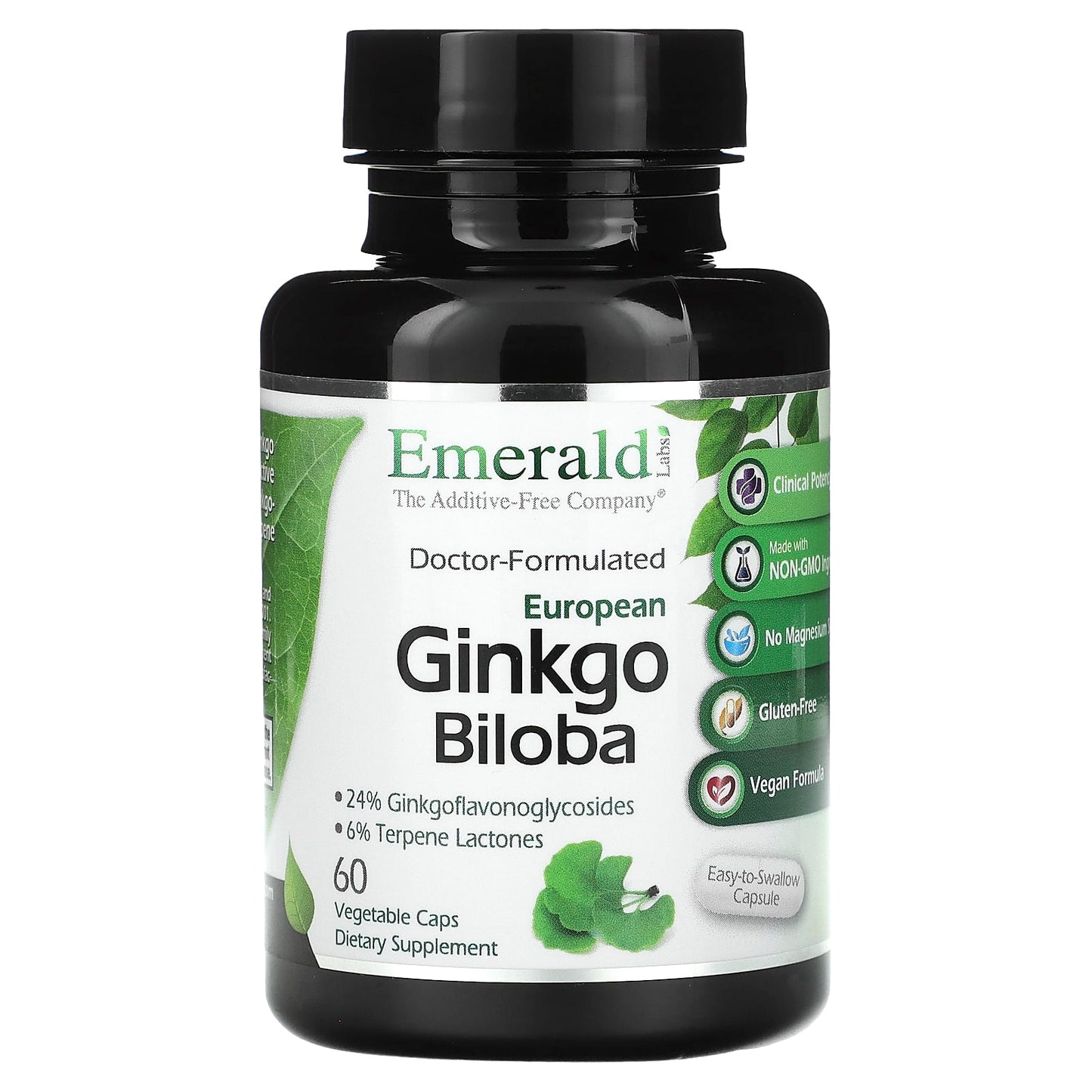 Emerald Laboratories European Ginkgo Biloba 60 Capsules - Non-GMO & Vegan - Image 1