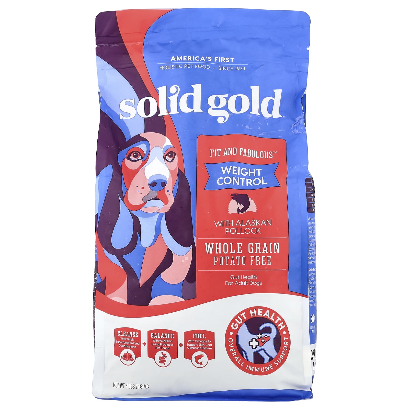 Solid Gold, Fit and Fabulous™, For Adult Dogs, With Alaskan Pollock, 4 lbs (1.81 kg) - Image 1