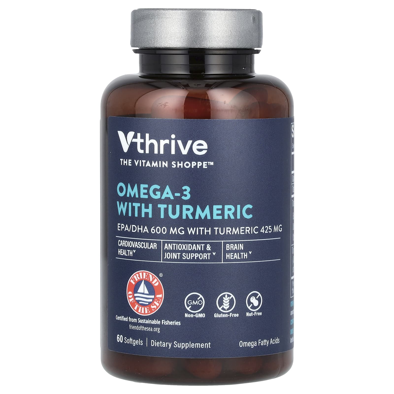 Vthrive, Omega-3 With Turmeric, 60 Softgels - Image 1