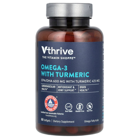 Vthrive, Omega-3 With Turmeric, 60 Softgels - Image 1