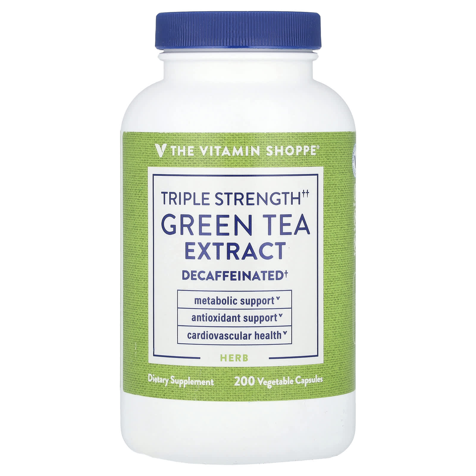 The Vitamin Shoppe, Green Tea Extract, Triple Strength, Decaffeinated, 200 Vegetable Capsules (750 mg per Capsule) - Image 1