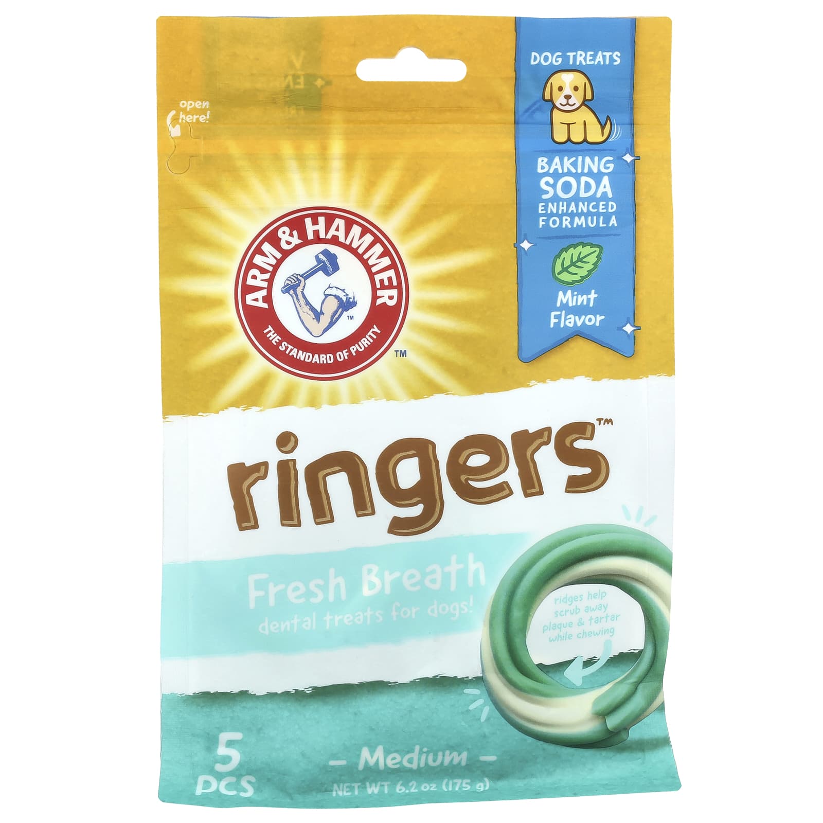 Arm & Hammer Fresh Breath Dental Treats for Dogs, 5 Pieces, 6.2 oz - Image 1