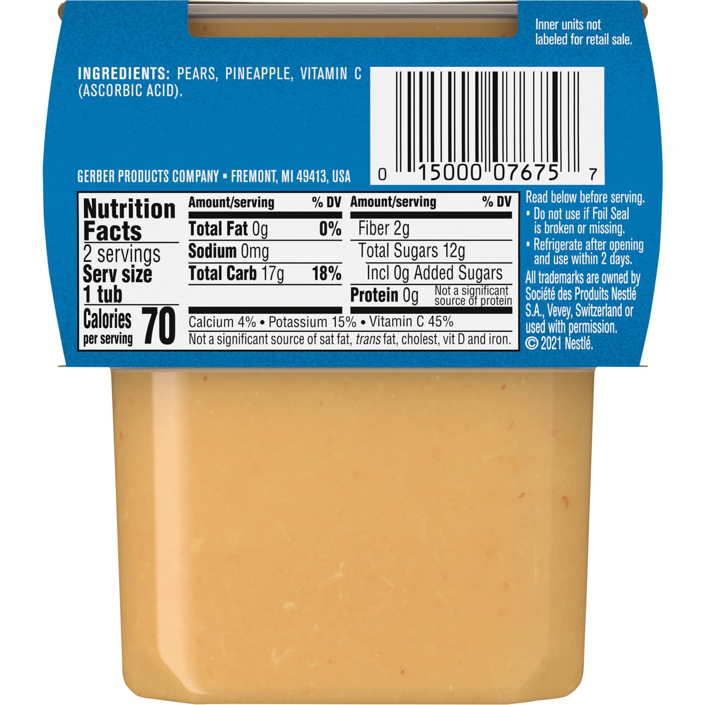 Natural Baby Food 2nd Foods Pear Pineapple by Gerber (2-Pack) - Image 2