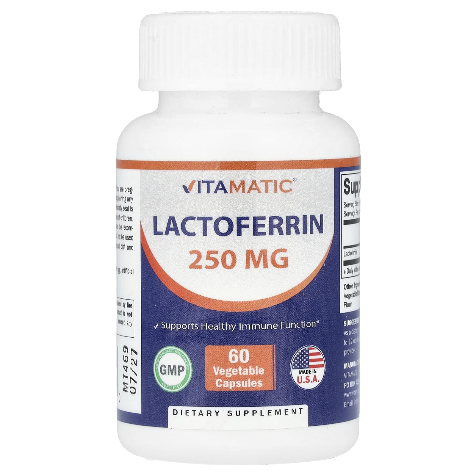 Vitamatic, Lactoferrin, 250 mg, 60 Vegetable Capsules - Image 1