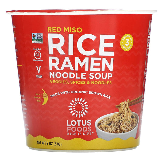 Lotus Foods, Rice Ramen Noodle Soup, Red Miso, 2 oz (57 g) - Image 1