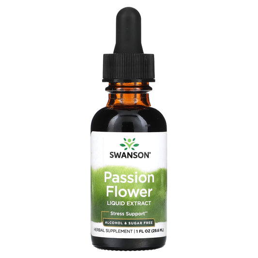 Swanson, Passion Flower Liquid Extract, Alcohol & Sugar Free, 1 fl oz (29.6 ml) (1,000 mg per Serving) - Image 1