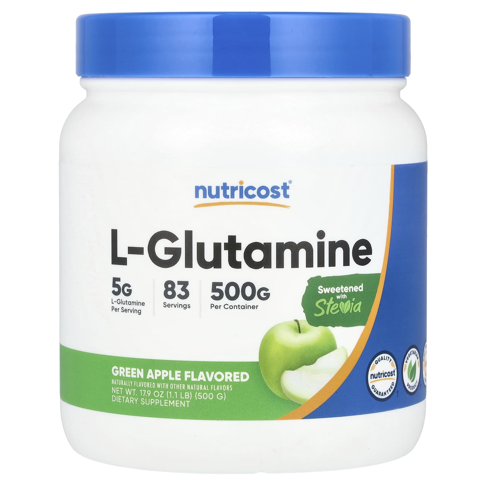 Nutricost, L-Glutamine, Green Apple, 17.9 oz (500 g) - Image 1