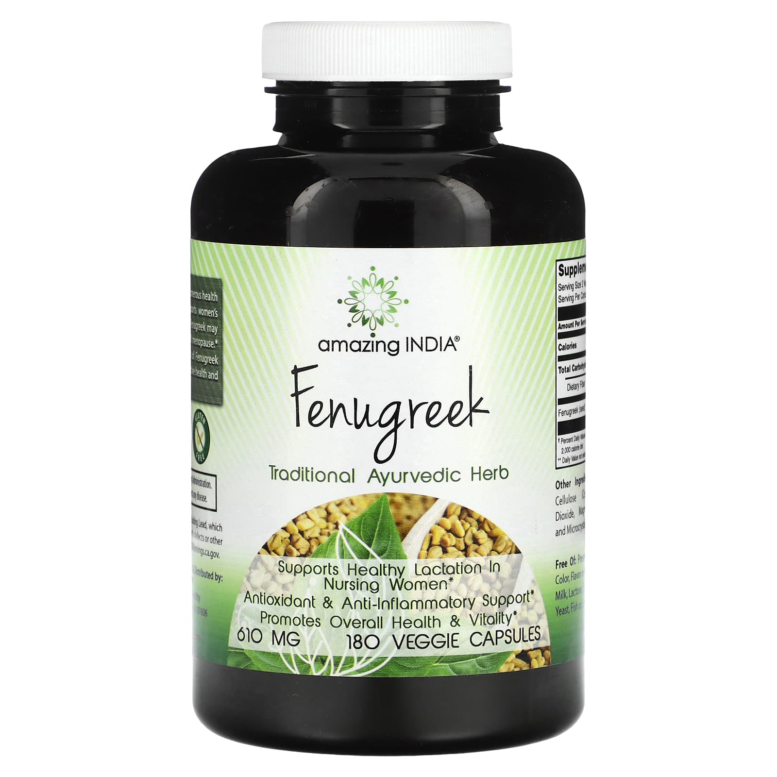Fenugreek 180 Capsules for Women's Health & Vitality by Amazing India - Image 1