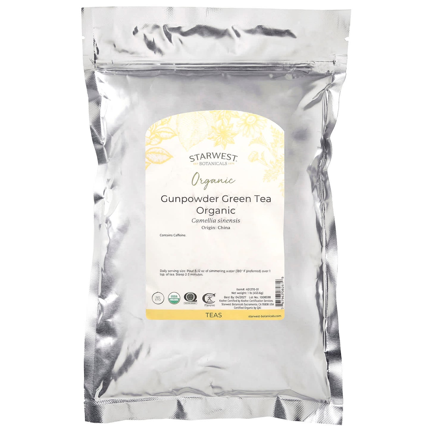 Starwest Botanicals, Organic Gunpowder Green Tea, 1 lb (453.6 g) - Image 2
