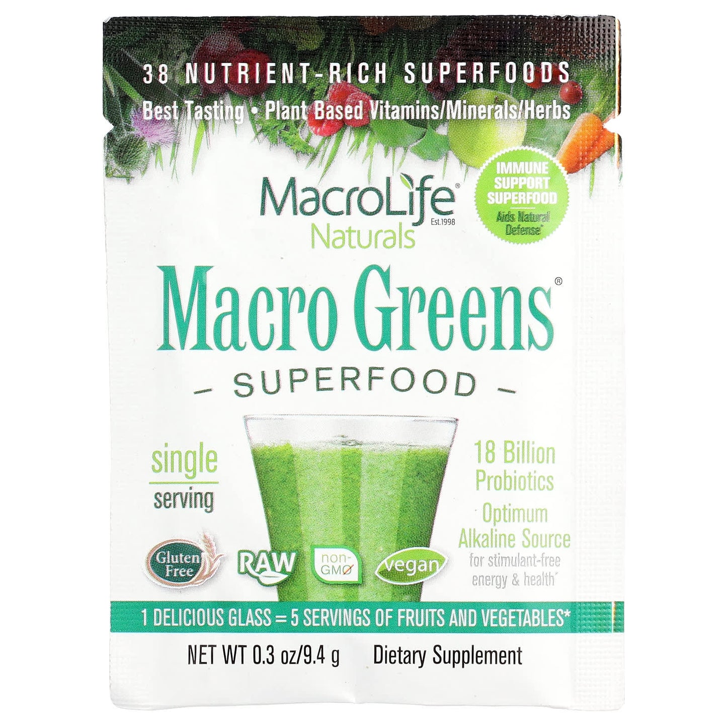 Macrolife Naturals, Macro Greens®, Superfood, 0.3 oz (9.4 g) - Image 1