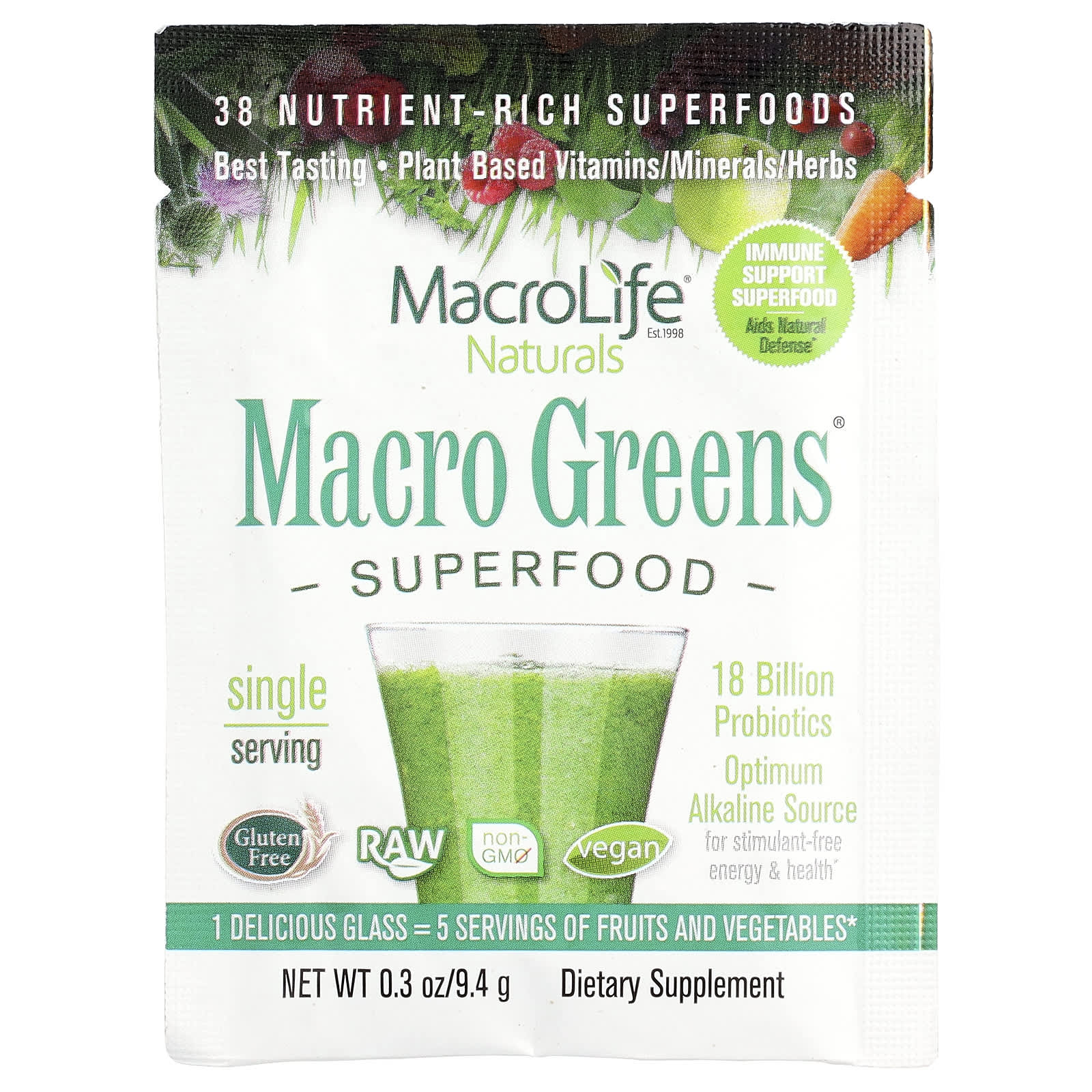 Macrolife Naturals, Macro Greens®, Superfood, 0.3 oz (9.4 g) - Image 1