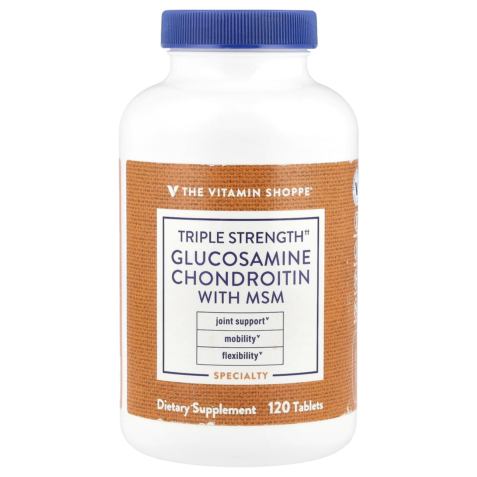 The Vitamin Shoppe, Triple Strength Glucosamine Chondroitin With MSM, 120 Tablets - Image 1