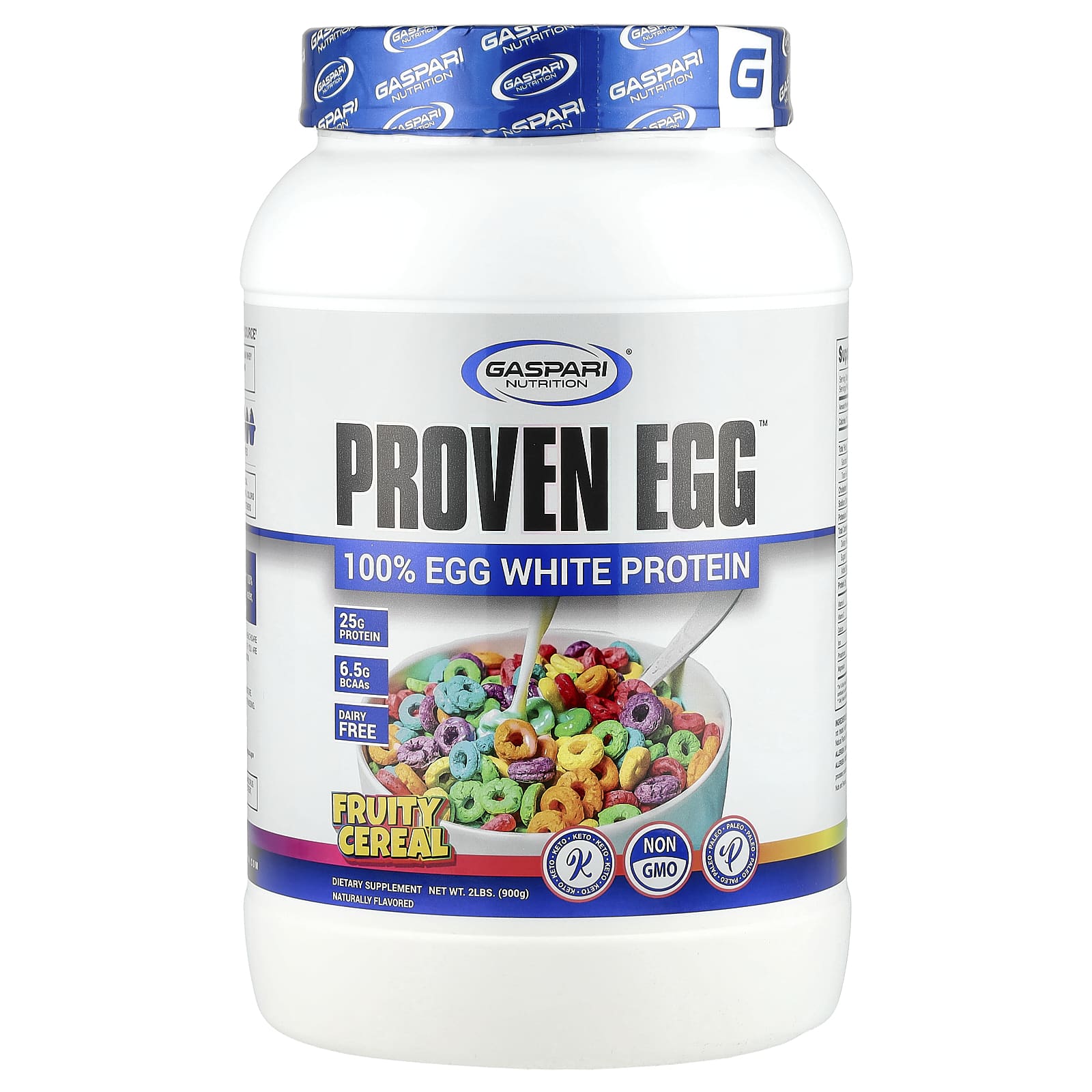Gaspari Nutrition Proven Egg 100% Egg White Protein, Fruity Cereal, 2 lbs - Image 1