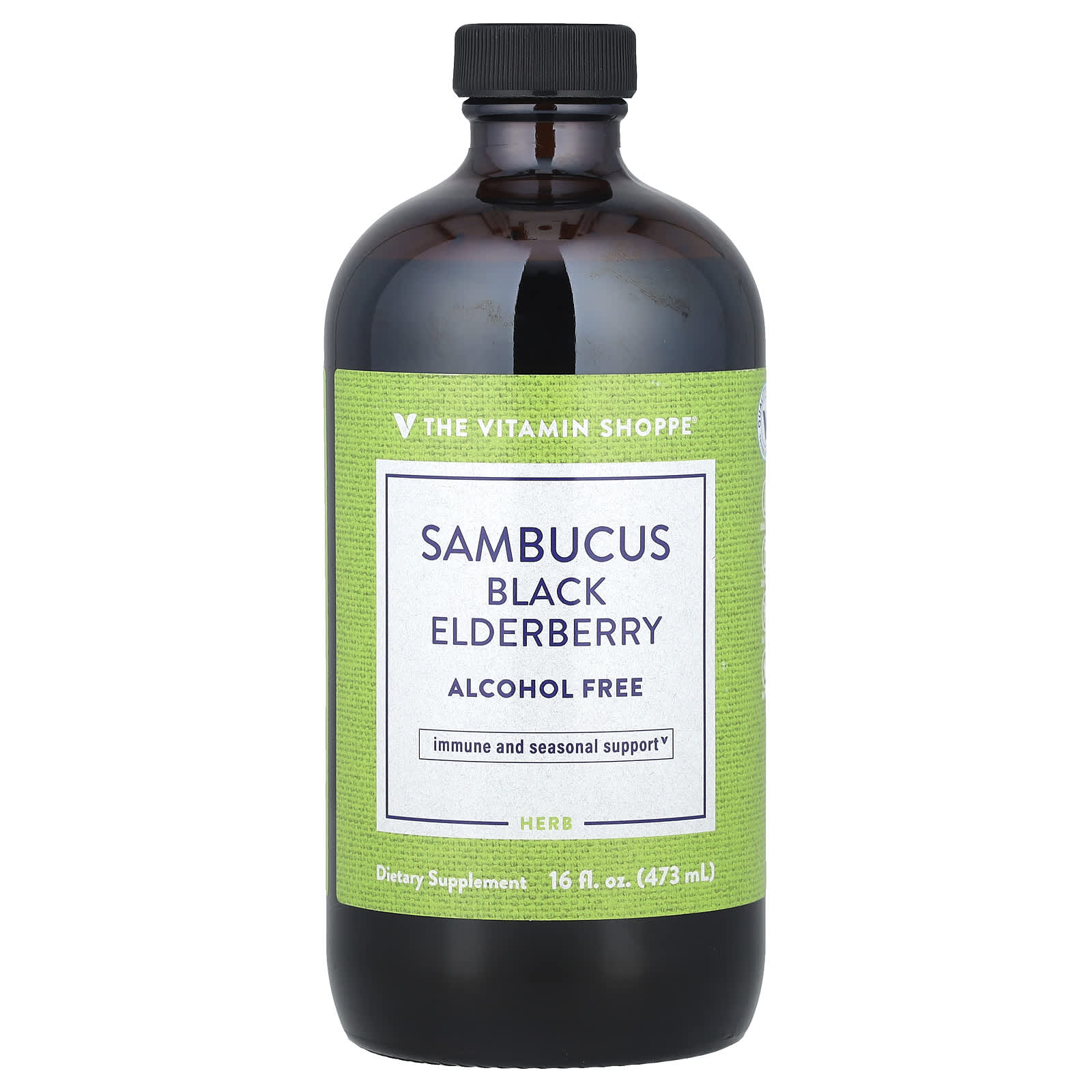 The Vitamin Shoppe, Sambucus Black Elderberry, Alcohol Free, 16 fl oz (473 ml)