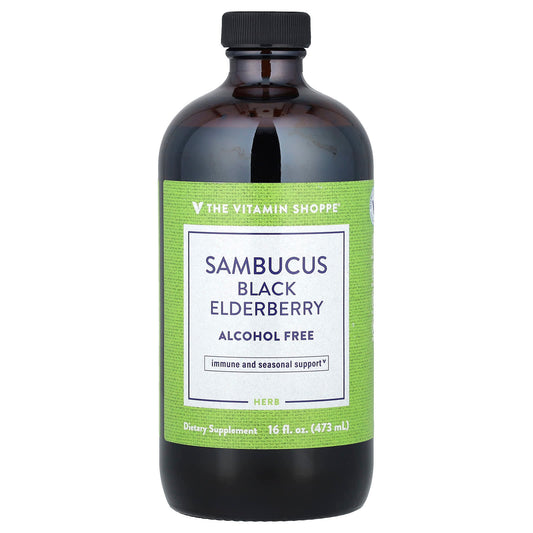 The Vitamin Shoppe, Sambucus Black Elderberry, Alcohol Free, 16 fl oz (473 ml)