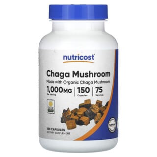 Organic Chaga Mushroom Supplements for Immune Support - 150 Capsules