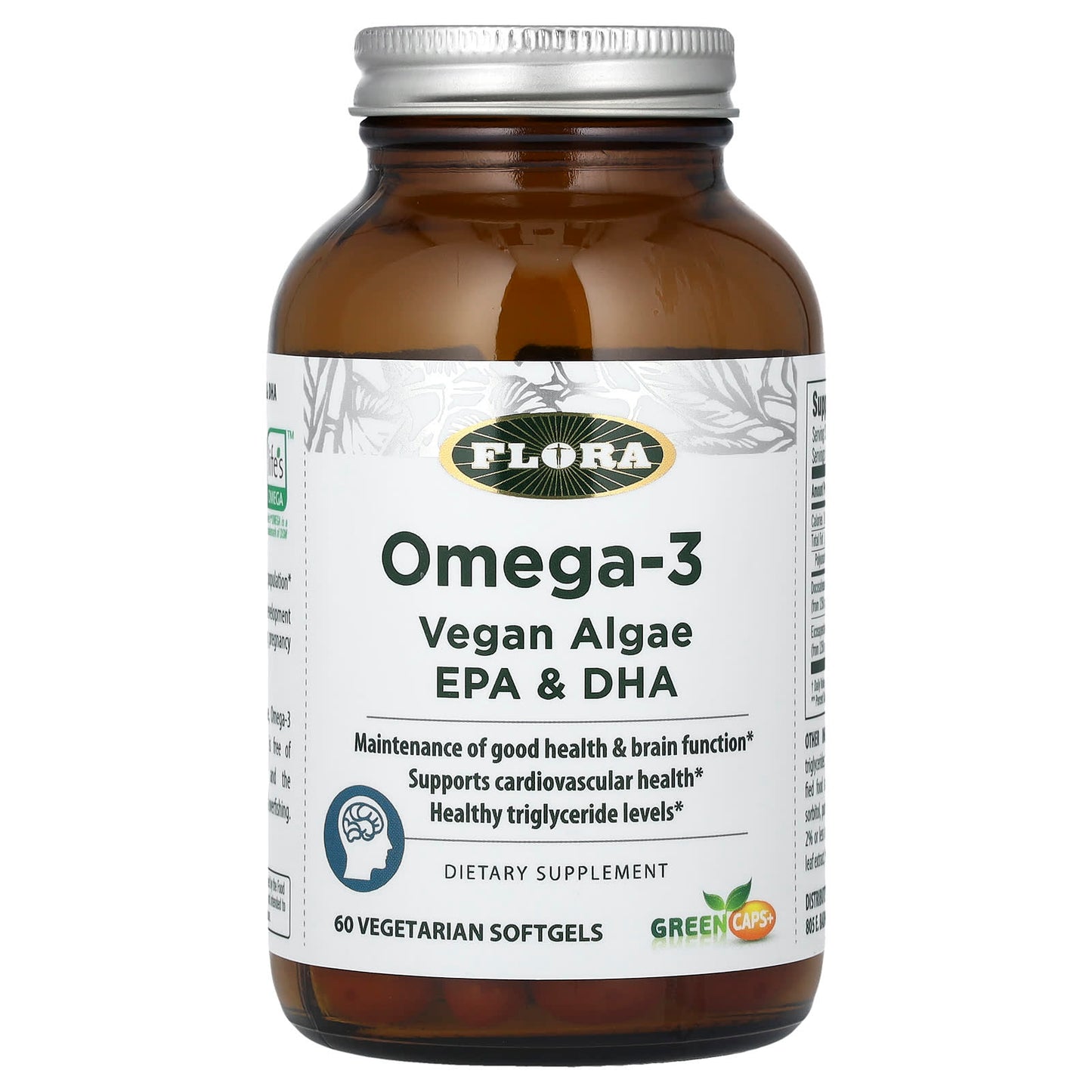 Flora Omega-3 Vegan Algae EPA & DHA Softgels for Brain & Heart Health - Image 1