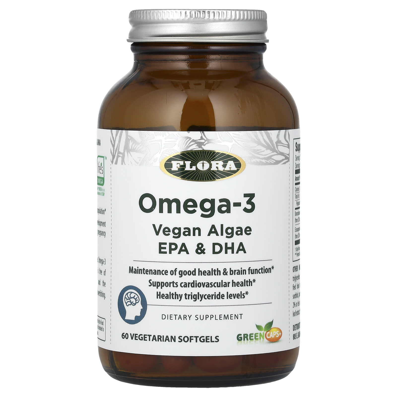 Flora Omega-3 Vegan Algae EPA & DHA Softgels for Brain & Heart Health - Image 1
