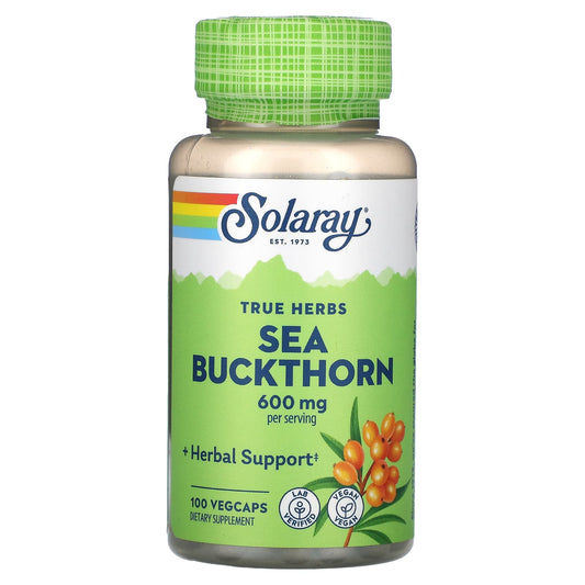 Solaray, True Herbs, Sea Buckthorn, 100 VegCaps (300 mg per Capsule) - Image 1