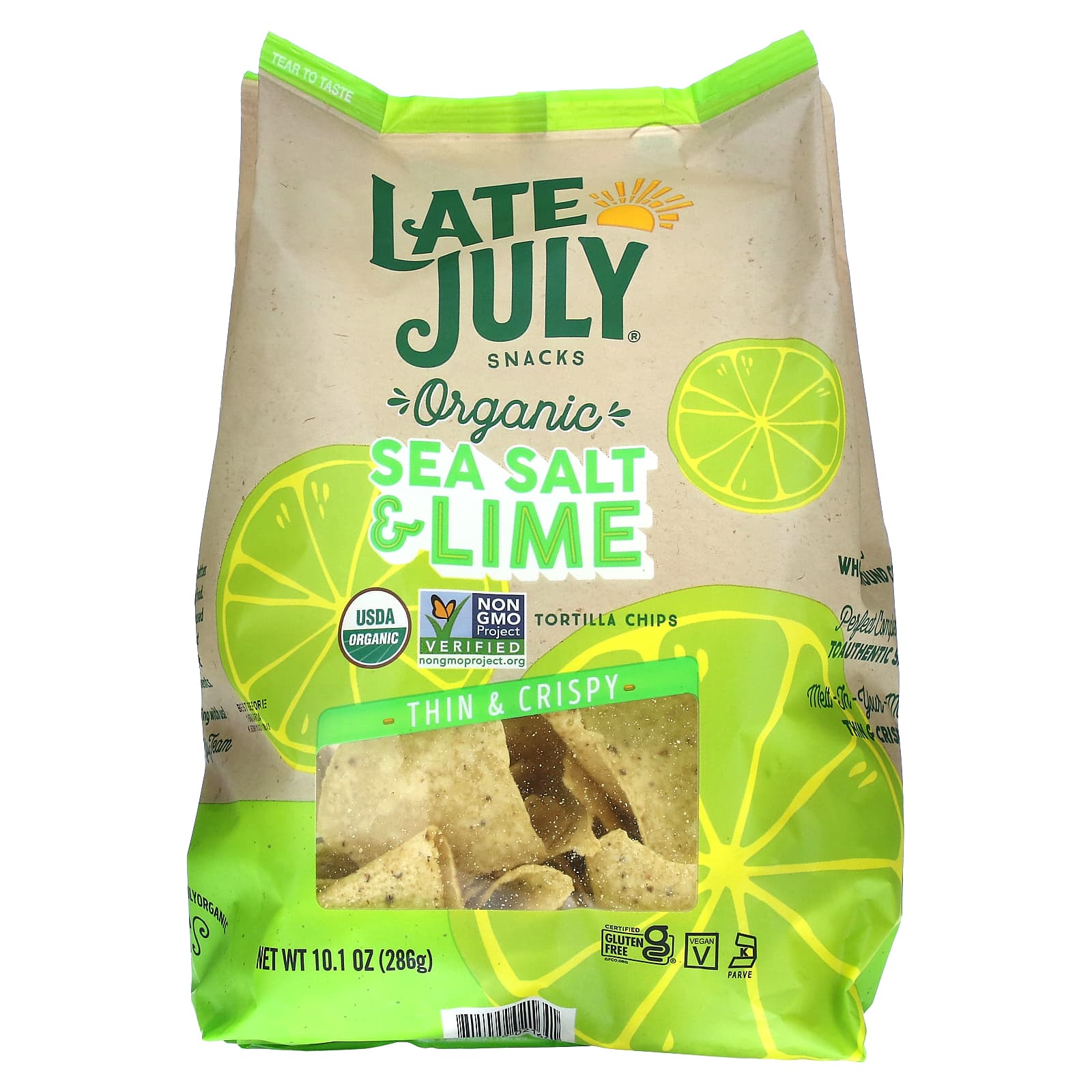 Late July, Organic Tortilla Chips, Thin & Crispy, Sea Salt & Lime, 10.1 oz (286 g) - Image 1