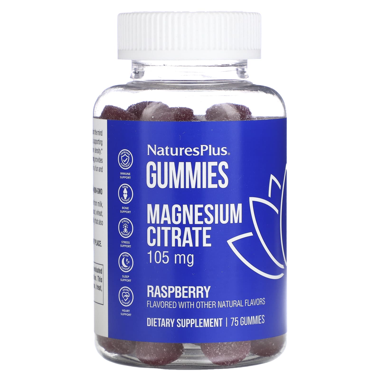 NaturesPlus, Magnesium Citrate, Raspberry, 75 Gummies (35 mg per Gummy) - Image 1